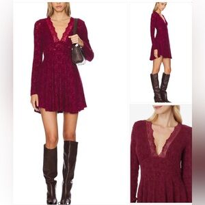 Free People All Yours Mini Dress in Red Plum